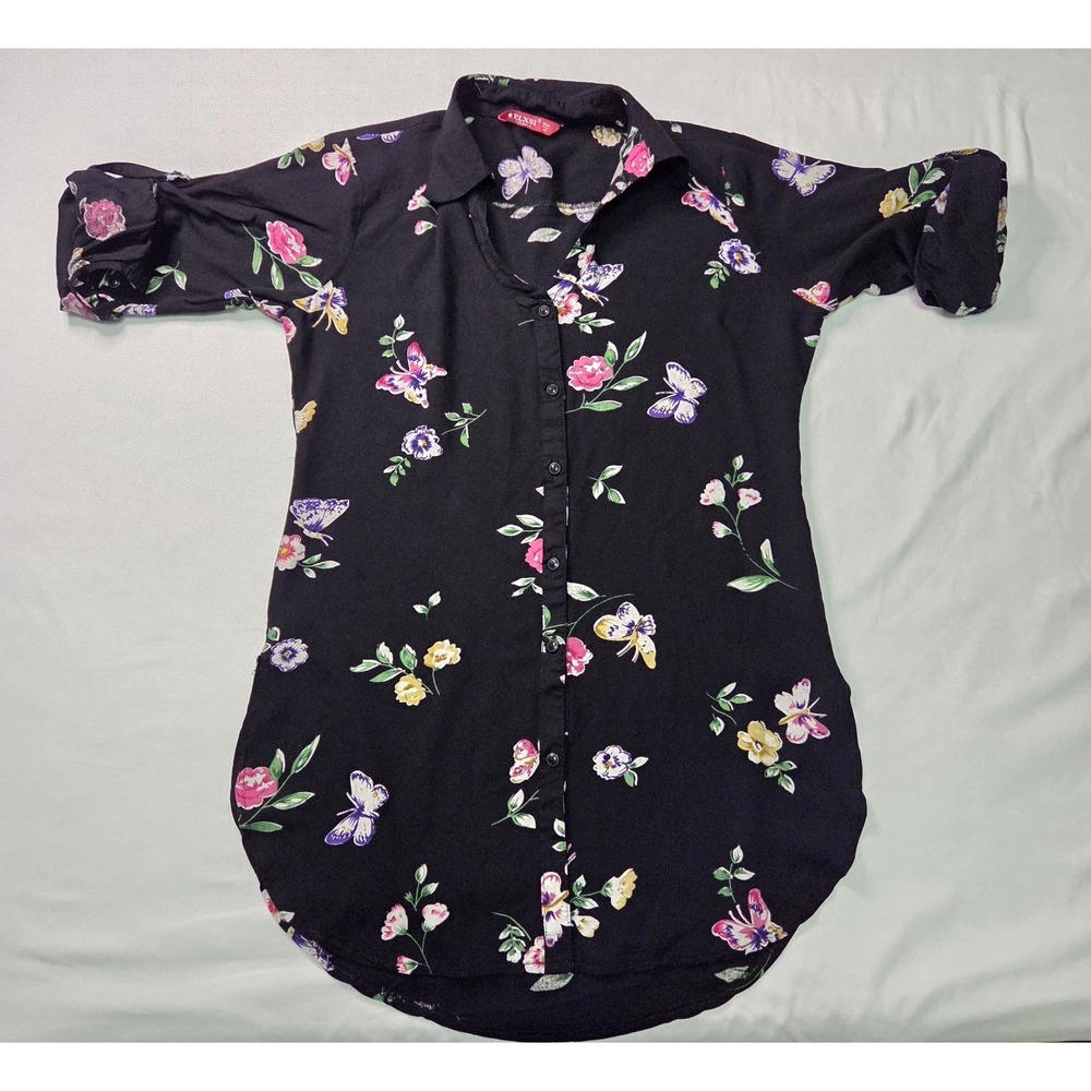 Elxsi Women's Medium Floral Butterfly Tunic Top Soft Fairy Cottagecore Botanical